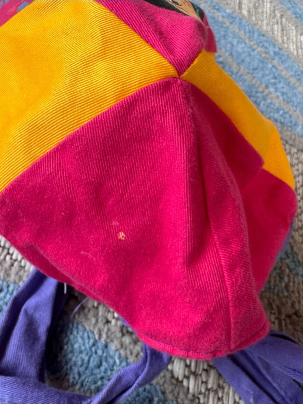 Vintage Disney Kids 90s Pocahontas Wide Duck Brim Tie Hat Pink Purple